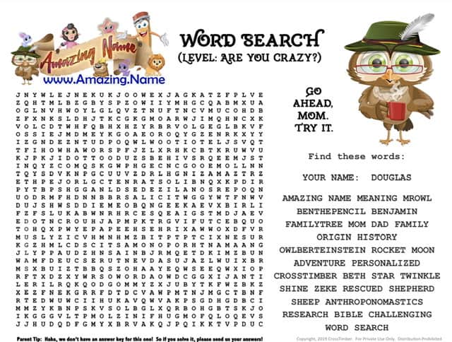 Amazing name word search hard level with your child's name personalized name meaning
