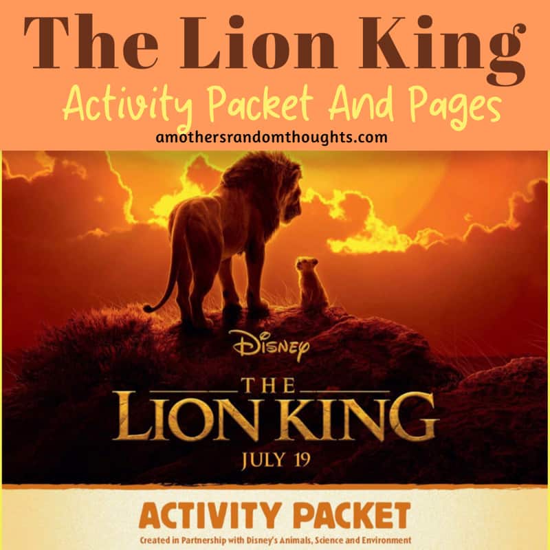 Disney's The Lion King Activity Sheets & Pages - A Mother's Random Thoughts