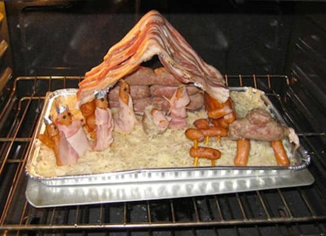 bacon nativity set