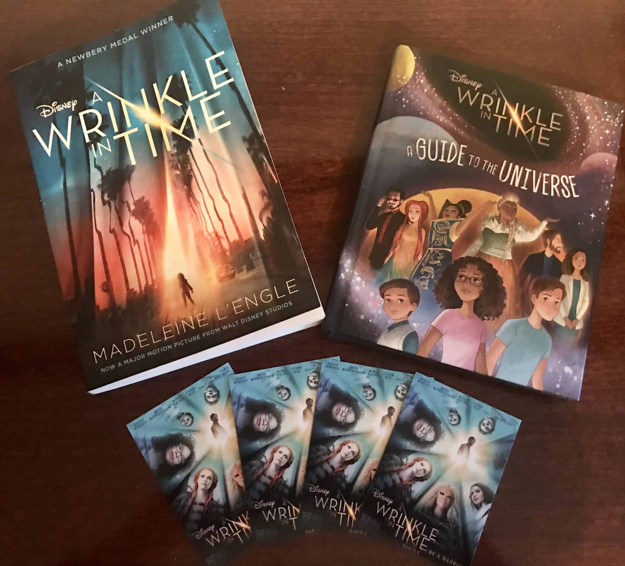 Madeleine L'Engle's A Wrinkle in Time Book, Disney's Wrinkle in Time Guide to the Universe, and 4 Tickets for the Movie