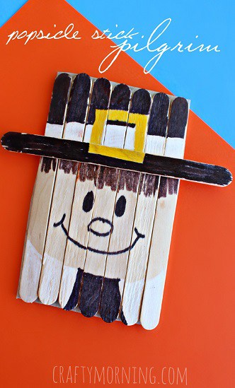 pilgrim made out of popsicle sticks