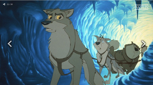Sled of dogs inside an ice cave (animated)