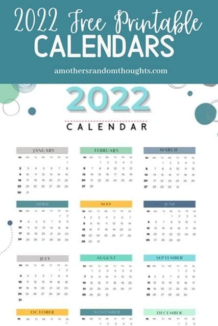 2022 free printable calendars