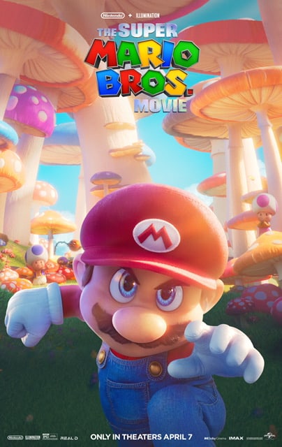 The Super Mario Bros. Movie Poster with Mario starring Chris Pratt