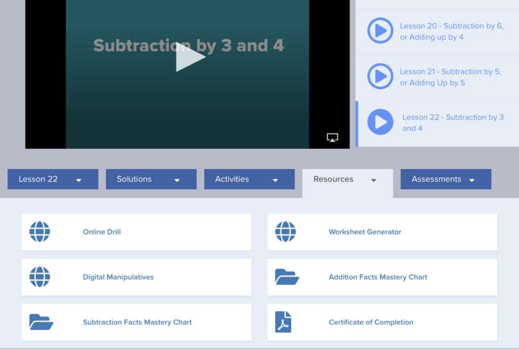 Subtraction Math-U-See AIM Accelerated Individualized Mastery