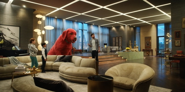 Clifford the Big Red Dog in a penthouse apartment with Emily Elizabeth