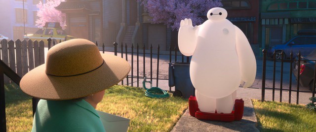 Baymax with woman in hat