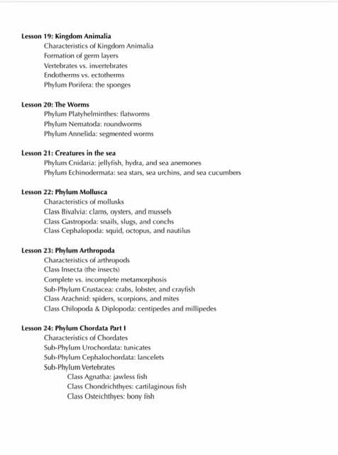 Page from Syllabus for High School Science from Experience Biology