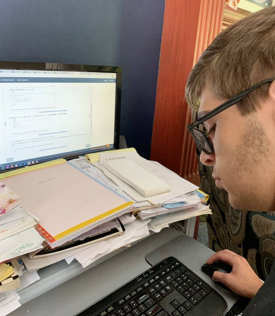 boy working at computer