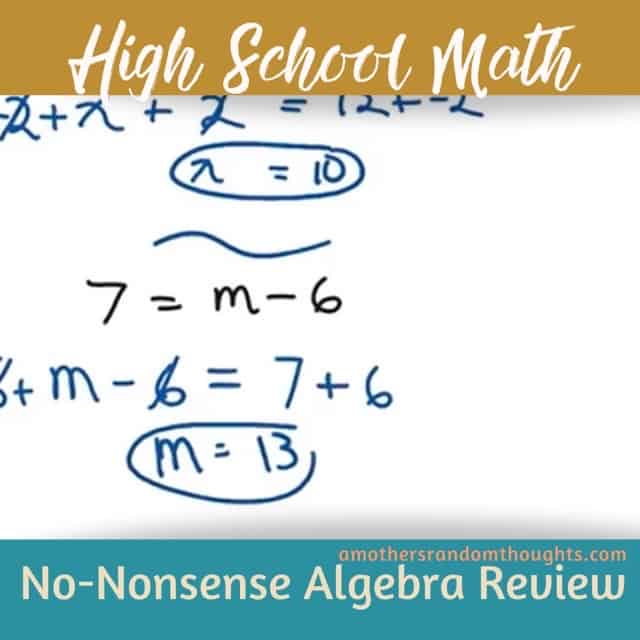 High School Algebra Math Non-Nonsense Algebra Review