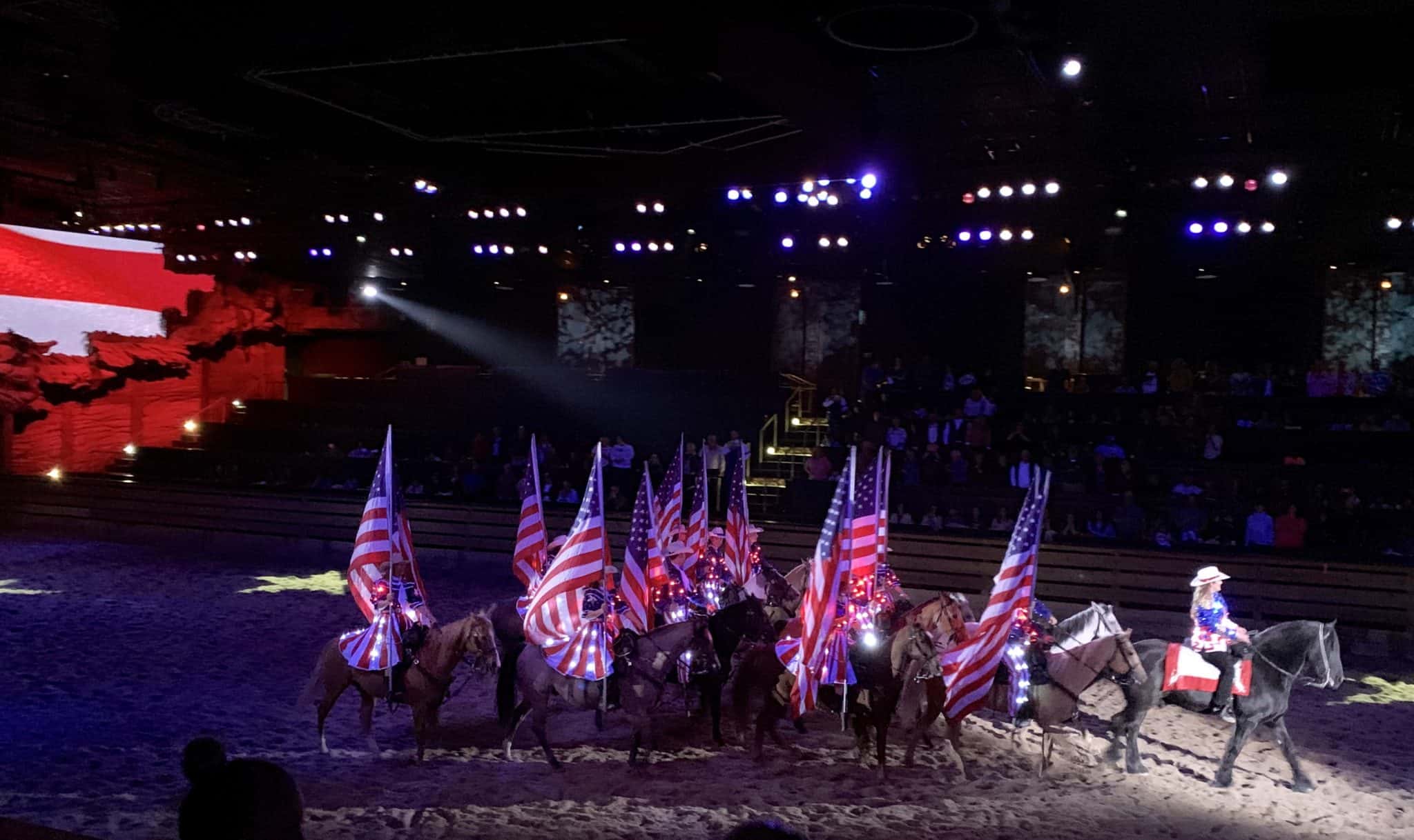 Old Glory, horses and riders at Dolly Parton's Dinner Show