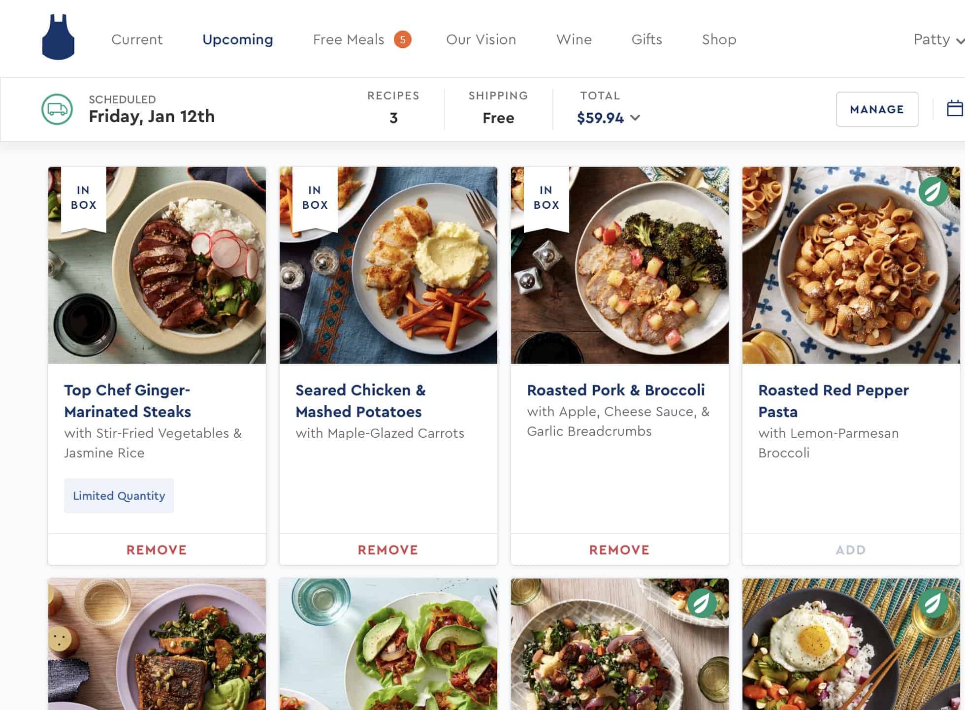 blue apron food delivery services