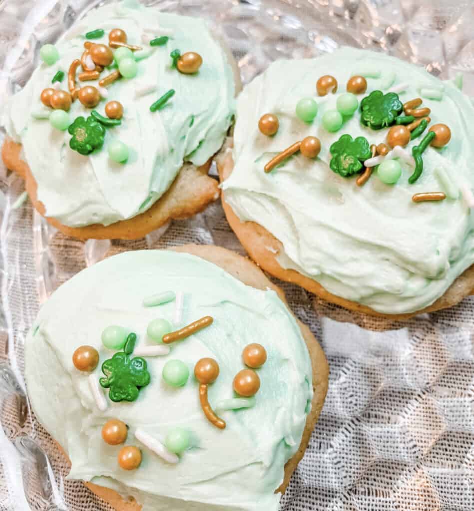 Iced Sugar Cookies with St. Patrick's Day Sprinkles