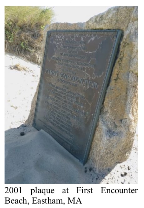 2001 plaque at first encounter beach in MA