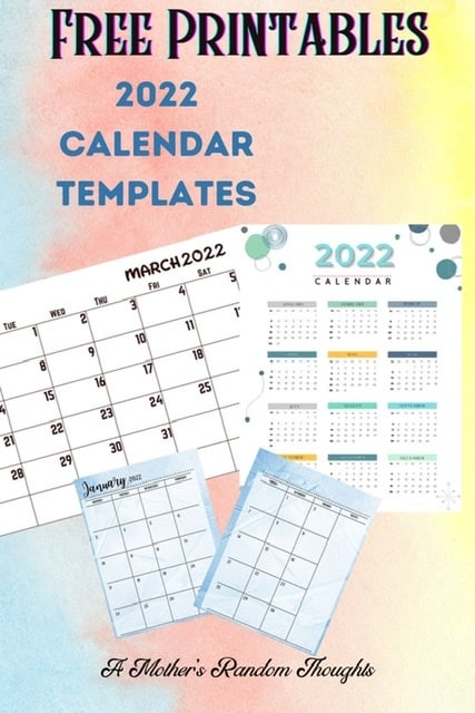 Free printables 2022 calendar templates