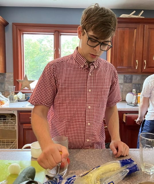 boy cooking in the kitchen