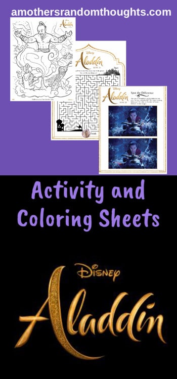 Disney's Aladdin Activity and Coloring Sheets