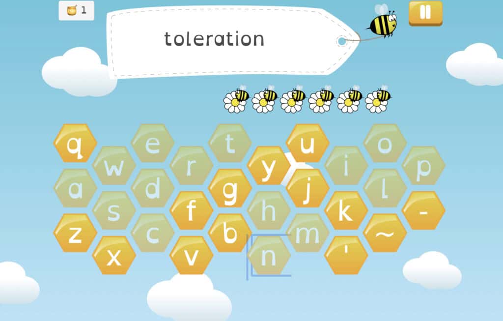 Bee Hive game from Spelling Shed