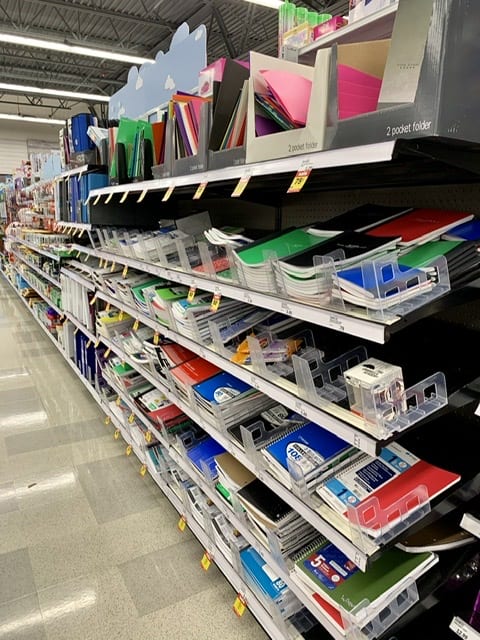 notebook aisle at Meijers teacher discount