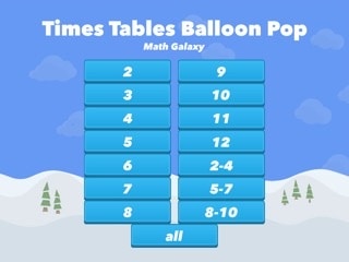 Times Tables Balloon Pop App