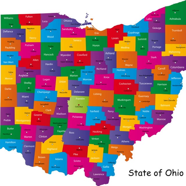 Map of Ohio with countiesHomeschooling in the state of Ohio.