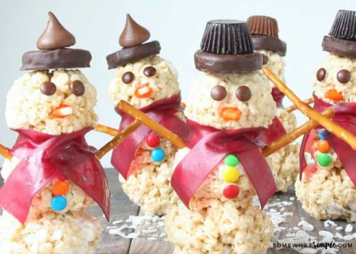 Snowman rice krispy treats