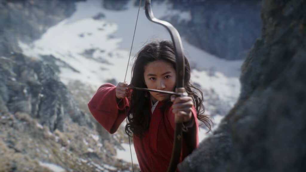 Disney Mulan with a bow and arrow