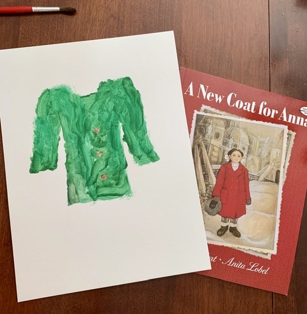 A New Coat for Anna book and a green coat painting