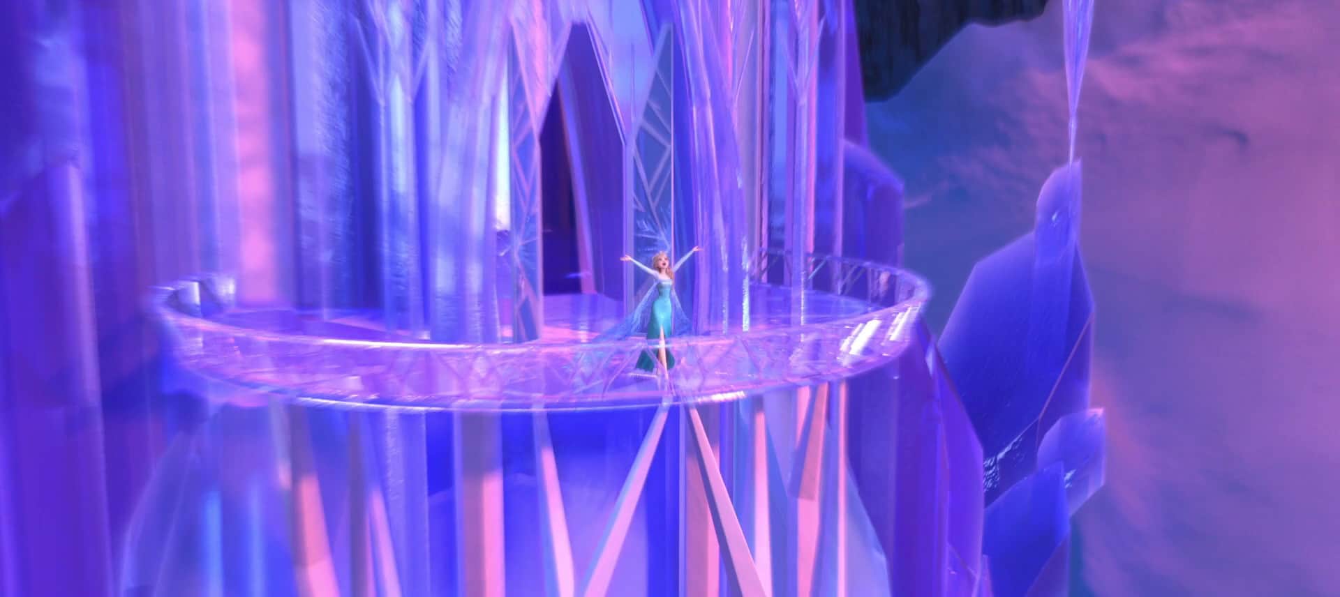 Elsa in her snow castle in Disneys Frozen