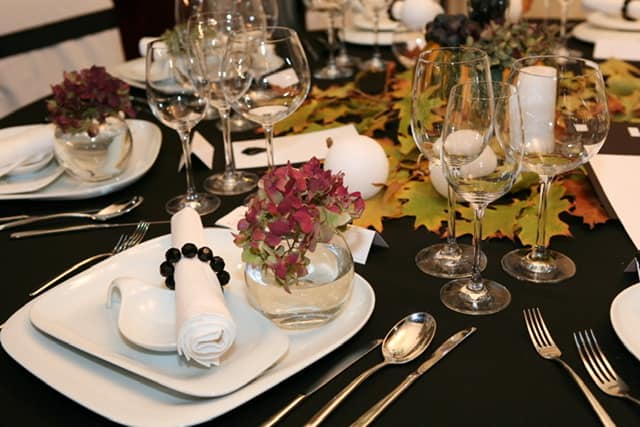 Table set for thanksgiving dinner
