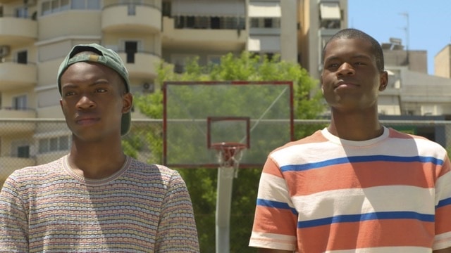 The Antetokounmpos brothers on a basketball court