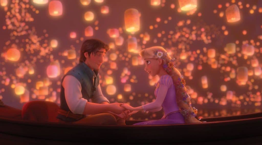 Tangled with Flynn Ryder and Rapunzel and the lanterns