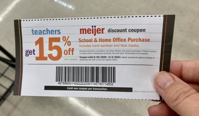 15% off coupon Meijer school & Home supplies Teacher and homeschool discount