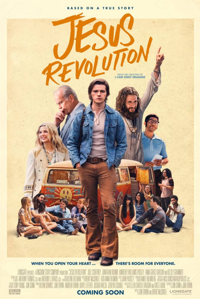 Jesus Revolution movie poster. Movie opens February 24, 2023