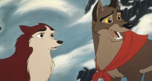 Two dogs in the snow. Balto 1995 movie