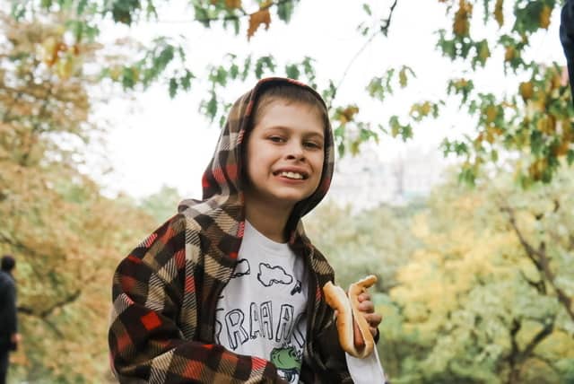 Eating a hot dog in central park nyc