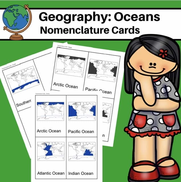 Geography Oceans Nomenclature Cards