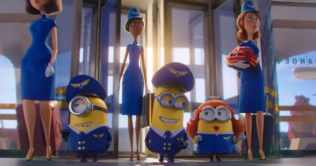Minions in the Rise of Gru dressed as pilots