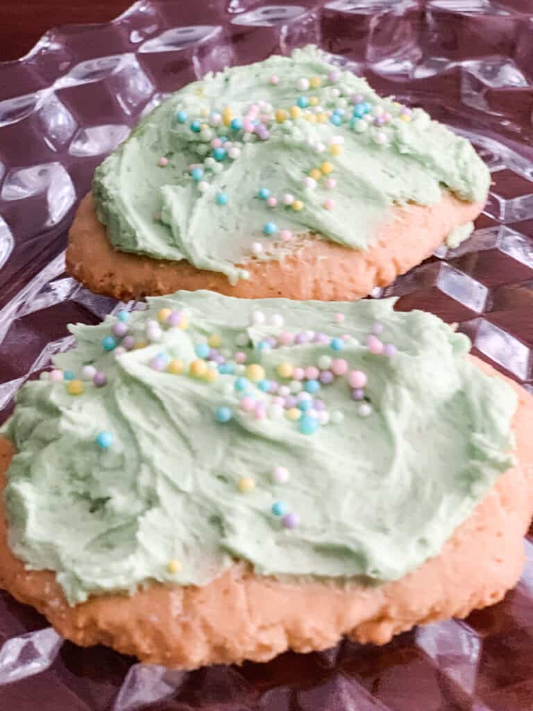 Gluten Free Soft Sugar Cookies with Green Icing and Sprinkles