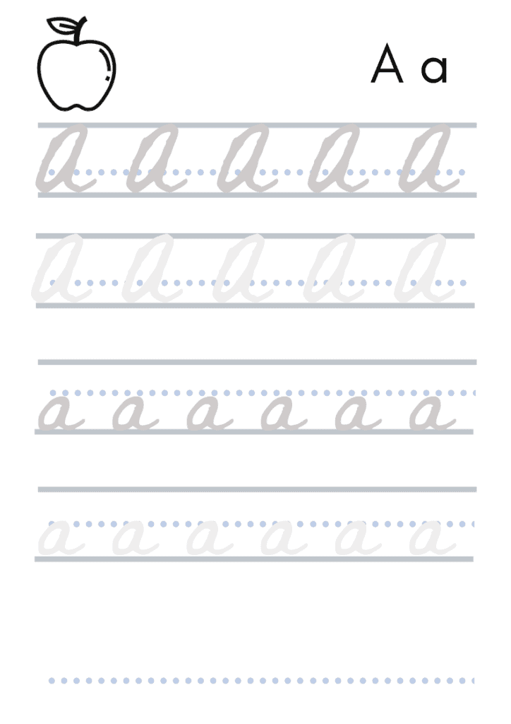 Cursive Letter A printable worksheet