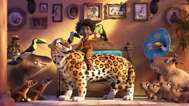 Boy on a leopard's back in the movie Disney Encanto