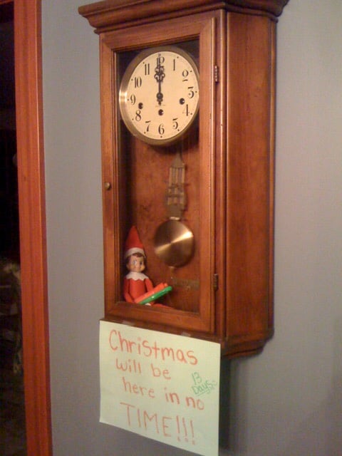 Elf on the Shelf in a Clock