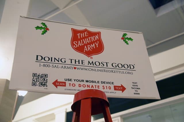 The Salvation Army sign for donating