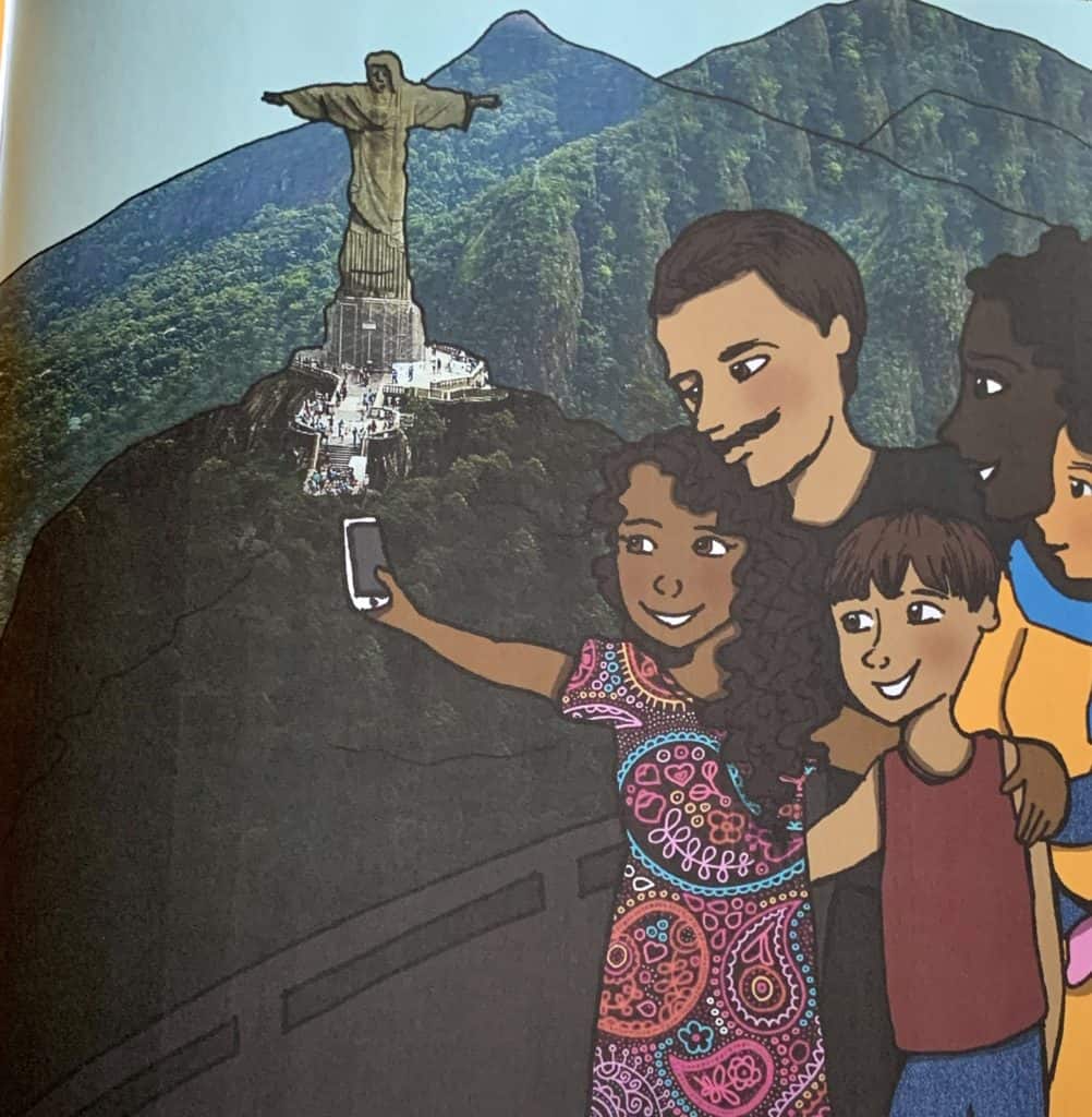 Page from a book about the country of Brazil and the statue of Jesus Educational books for kids