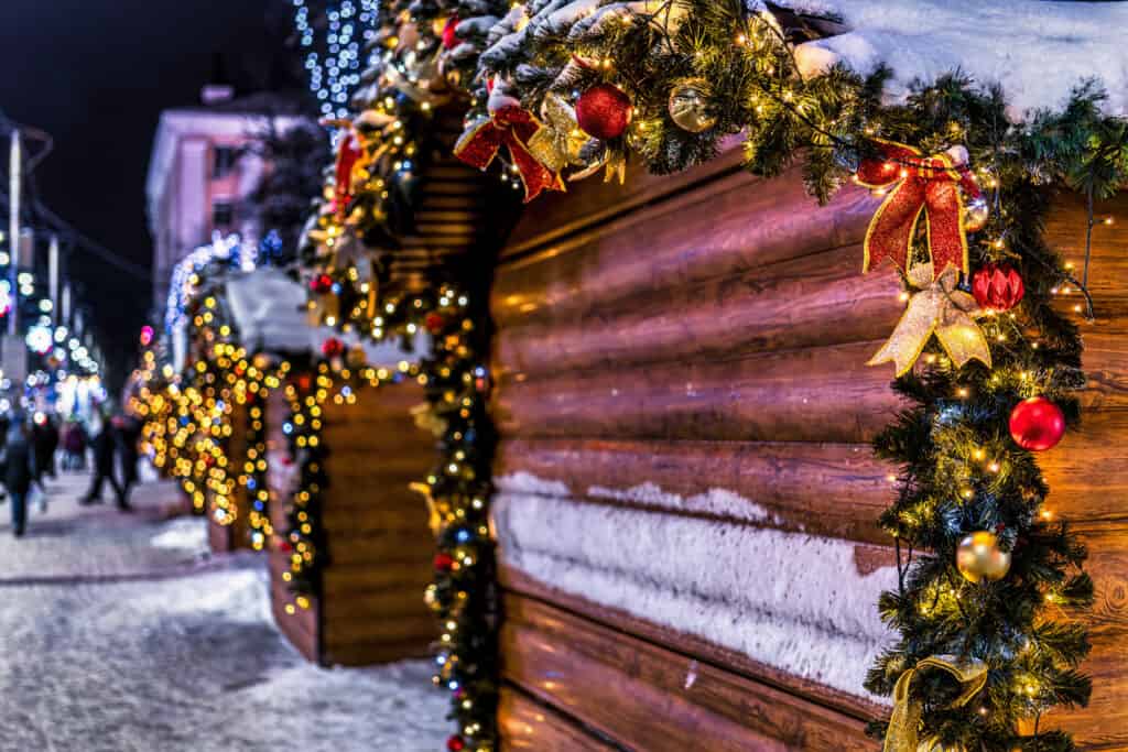 Christmas Market with decorated houses