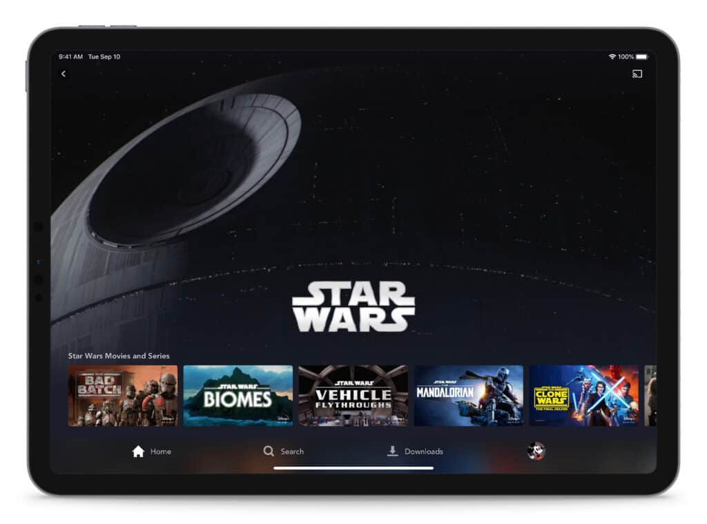 Star Wars movie screen on a iPad