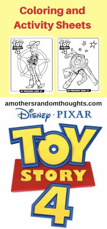 Pixar Toy Story 4 Coloring and Activity Sheets