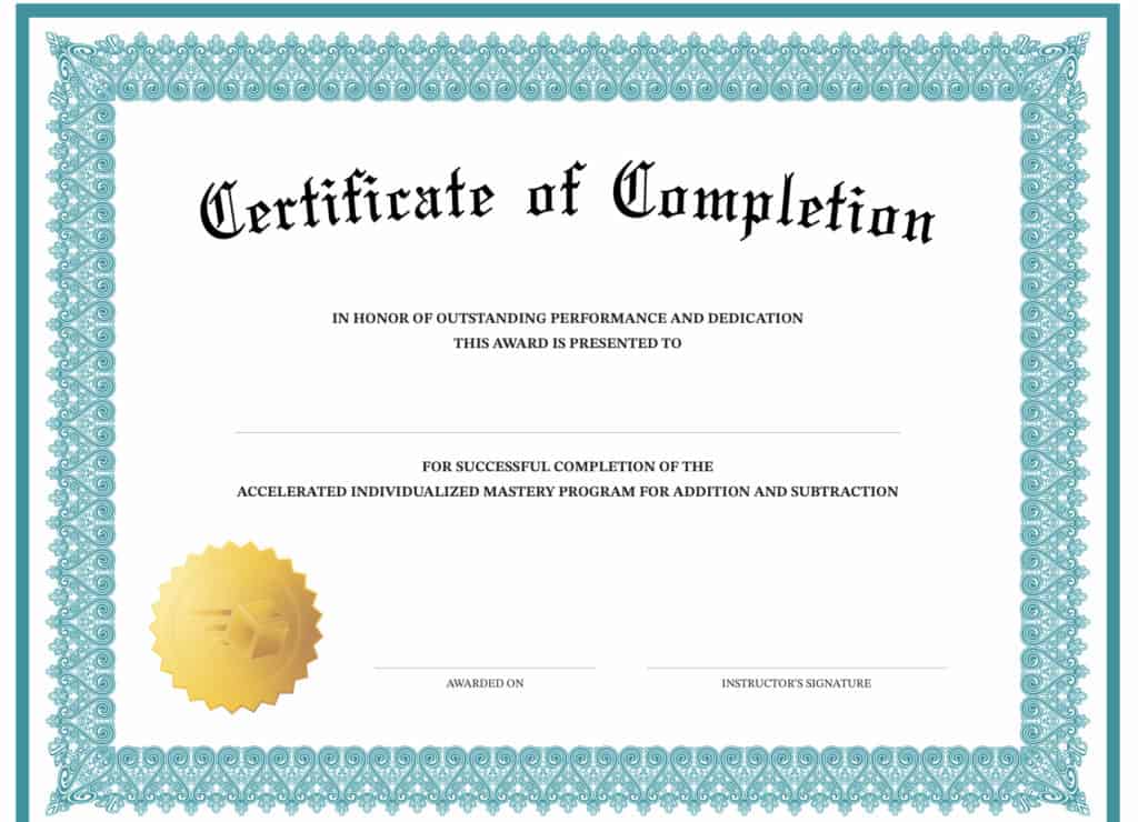 Certificate of Completion for Math-U-See AIM