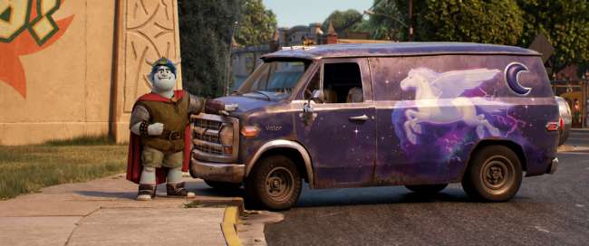 Unicorn van from the Pixar Onward Movie