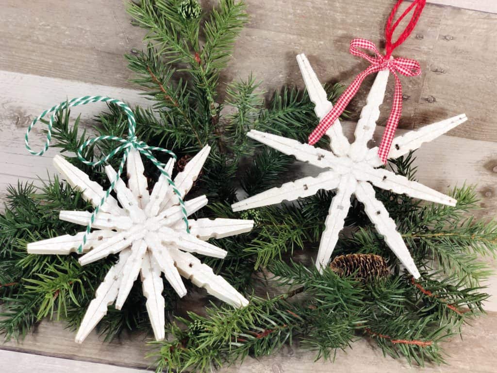 Snowflake clothespin ornaments